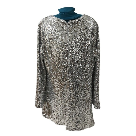 H&M Dress Size L Women’s Sequin Long Sleeve Stretch Cocktail Silver EUC - Picture 2 of 10